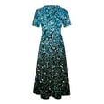 thumbnail image 4 of Fankiway Robe Longue Ample à Manches Courtes avec Poche et Col Rond Imprimé pour Femmes Rondes Robes de Printemps pour Femmes 5739, 4 of 4