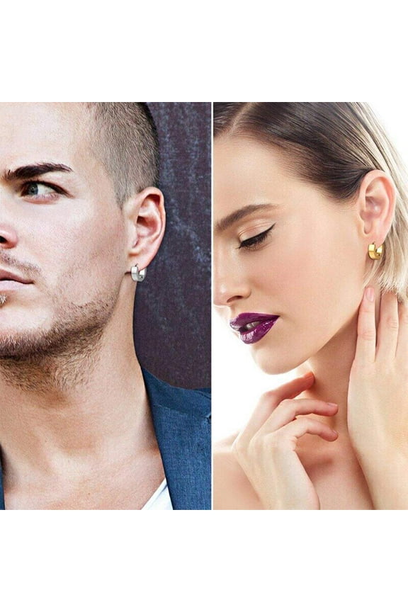 Cool Unisex Stainless Steel Stud Earrings In Blue, Black, Gold & Silver - 10 Pair Earrings