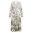 thumbnail image 5 of SEANATIVE Women's Soft Sleep Dress Cozy Long Sleeve Nightgown Button Front Sleep Shirt Full-Length Bedroom Loose Loungewear House Coat, S, Daisy Butterfly, 5 of 7