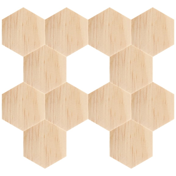 TEHAUX 25Pcs Unfinished Hexagon Wood Slices Khaki for Painting and Decoration DIY Projects