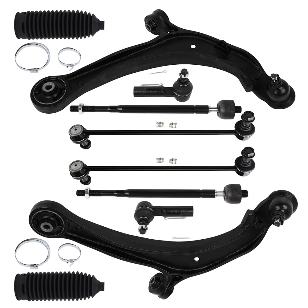 ECCPP - 10PCS Front Lower Control Arm w/Ball Joint Inner Outer Tie Rod End Sway Bar Link Steering Boot Compatible Fit 2011-2017 For Honda Odyssey Suspension Kit