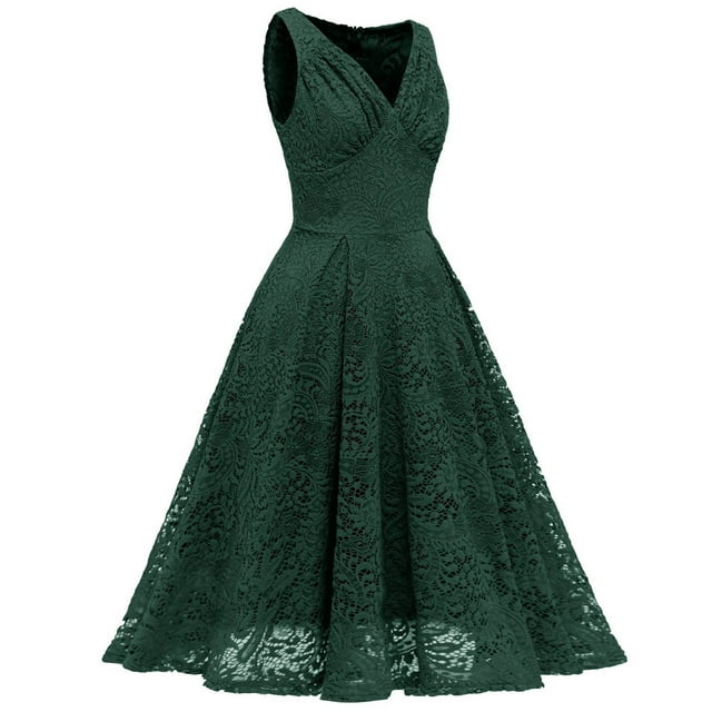 Robe Vintage Élégante pour Femme en Dentelle Florale, Demoiselle d'Honneur, Ligne A, Courte, Bal, Rétro, Cocktail, Soirée, Fête, Formelle, Évasée
