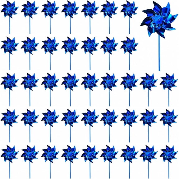 200 Pcs Blue Pinwheels for Yard and Garden Outdoor Decor, Wind Spinners for Party Favors, Easy Assembly, Windmill for Yard Decoration,Lawns and Patios.