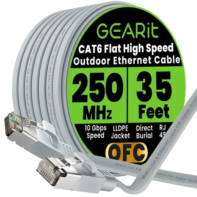 Cable Ethernet GEARit Cat6 10Gbps 10,5 m Plano para Exterior