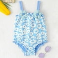 thumbnail image 2 of TOWED22 Girls Swimsuit One Piece Swimsuits Ruffle Solid Color Ruched Bathing Suit Adjustable Straps Swimwear(Blue,24-36 Months), 2 of 4
