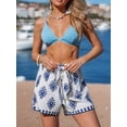 thumbnail image 4 of Women'S Floral Printed Shorts Elastic High Waist Wide Leg Flowy Boho Shorts Royal Blue XXL, 4 of 9