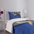 thumbnail image 5 of Ambesonne Turtle Quilted Bedspread Set 2 Pcs, Sea Animal Swimming, Twin Size, Blue Yellow, 5 of 6