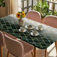 thumbnail image 3 of Sage Green Geometric Table Cloths for 4 Foot Rectangle Tables, Modern Abstract Gradient Marble Patio Waterproof Elastic Fitted Tablecloths, Washable Rectangular Table Cover for Camping, 3 of 8