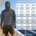 thumbnail image 6 of SEANATIVE Men's Summer Fishing Hoodie Top Long Sleeve UV Protection Hooded Fishing Shirt with Mesh Face Mask, Hiking Running T-Shirt Cooling Outdoor Wear, M, American Flag Gray, 6 of 7