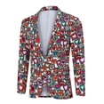 thumbnail image 3 of Men's Christmas Suit Jacket Christmas Fun Ugly Single button Holiday Print, 3 of 6