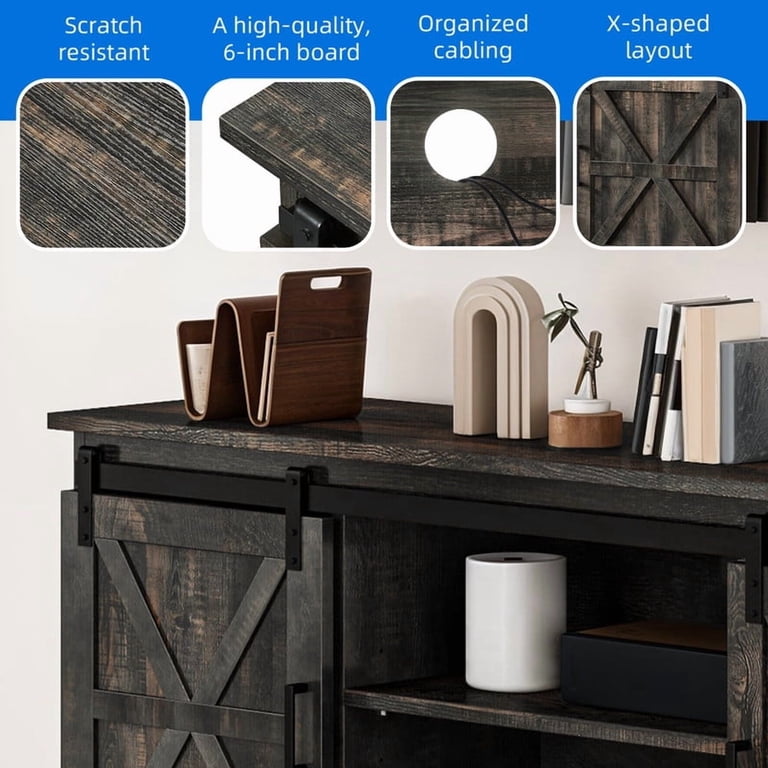 Uforic Farmhouse TV Stand for 65-Inch TV with Sliding Barn Doors photo 6