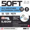 thumbnail image 2 of Iron Forge Cable 50 Ft All-Weather Extension Cord for Outdoor & Indoor Use - 12/3 SJEOW Lighted 3 Prong Extension Cord - for Cold & Hot Temperatures, 2 of 8