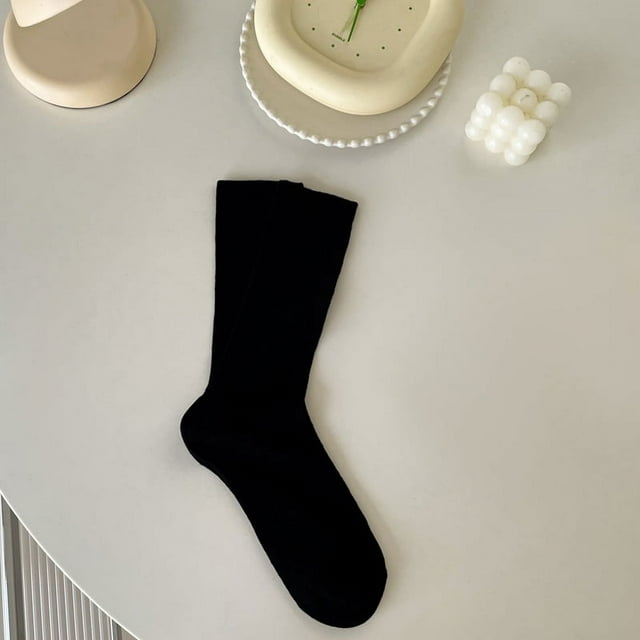 Nvzi pares de calcetines de algodón para mujer, calcetines de vestir finos, suaves, cómodos y transpirables, calcetines por encima del tobillo para negocios (negro)
