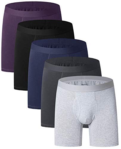 Zegoo Mens Boys Soft Cotton Boxer Brief Underwear White Blue 4-Pack