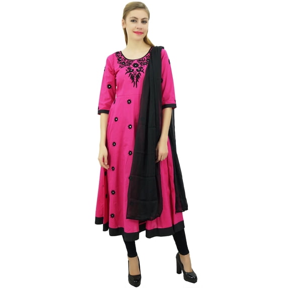 Atasi Designer Pink Embroidery Cotton Women's Anarkali Suit Ethnic Clothing-22