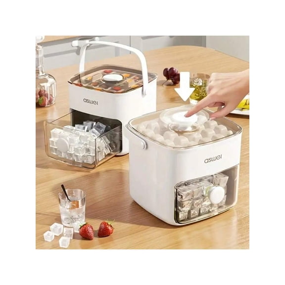 Countertop Ice Maker with 48 Piece Capacity, Double-Layer Design Portable Ice Machine for Home Office and Outdoors, Must-Have Kitchen Tool for Drinks, White
