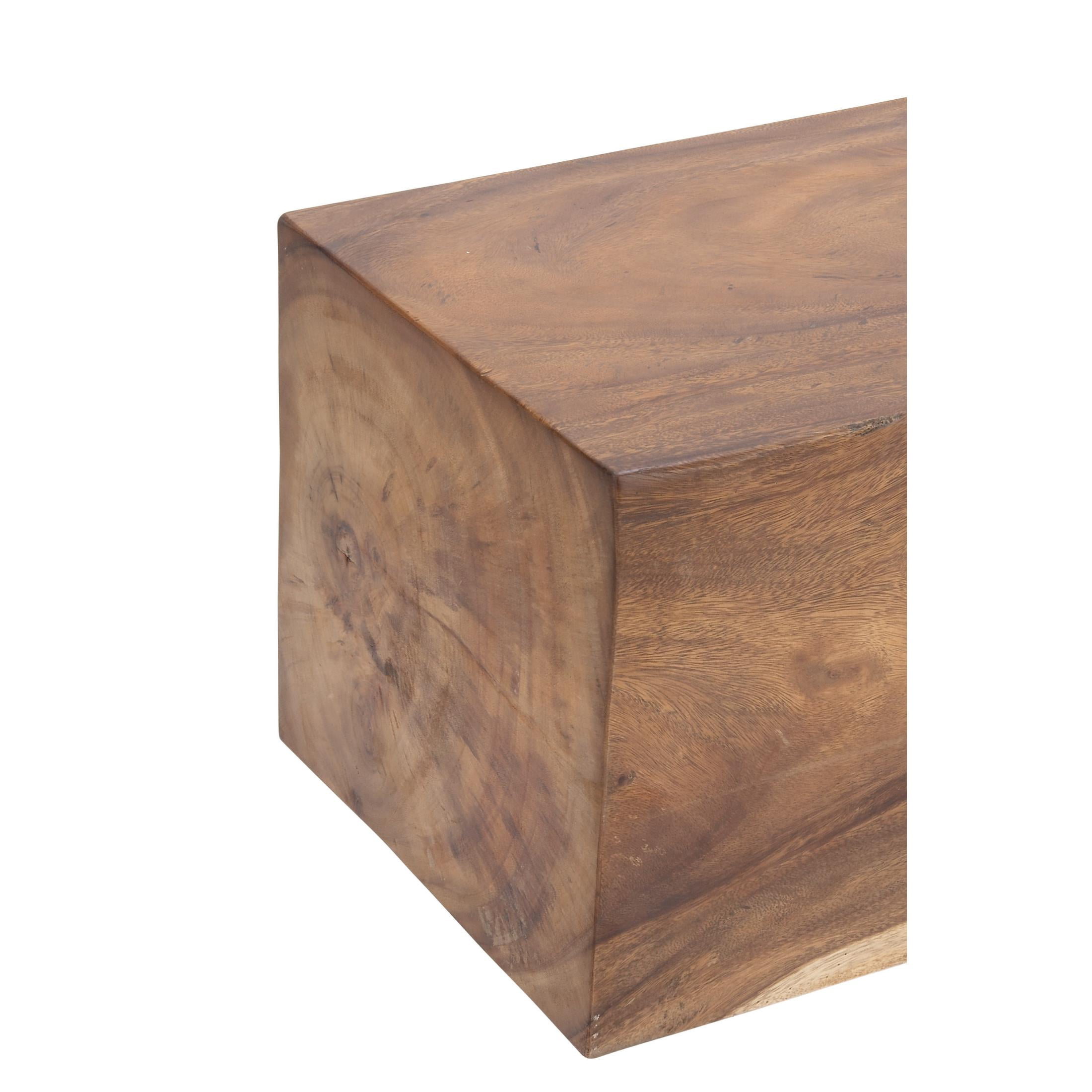 DecMode Wood Handmade Bench with Block Style Base, Brown