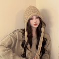 thumbnail image 3 of Women Winter Hat,Long Tassel Thickened Knitted Ear Protection Beanie,Breathable Windproof Decoration, 3 of 7