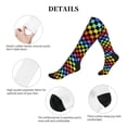 thumbnail image 5 of Lsque Rainbow Chequerboard Pattern Sport Compression Socks for Men & Women 15-20 mmHg Knee High Nurse Pregnant Running Medical and Travel Athletic, 5 of 6
