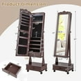 thumbnail image 3 of Giantex Floor Standing Jewelry Armoire, Lockable Jewelry Organizer w/3-position Adjustable Angle, Brown, 3 of 8