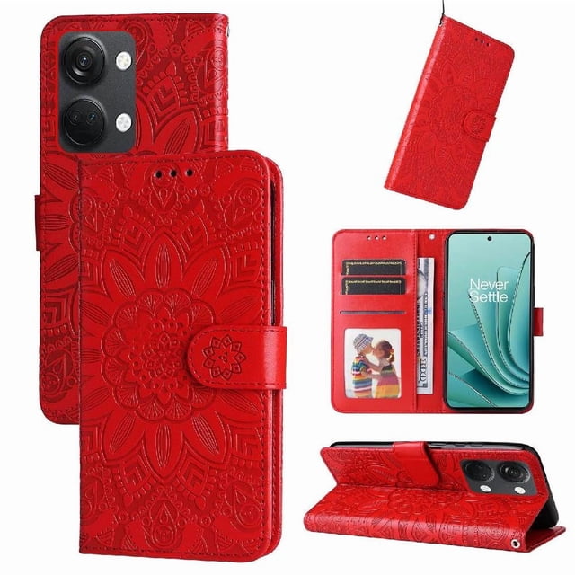 Funda tipo cartera GANGXUN para OnePlus Nord 3 , diseño girasol, cuero PU, soporte, cierre magnético, tarjetero
