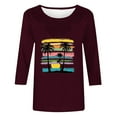 thumbnail image 4 of qolati Womens Tops 3/4 Sleeve Crewneck Cute Shirts Casual Palm Tree Print Trendy Blouses 2024 Summer Hawaiian Pullover Blouse, 4 of 4
