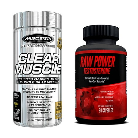 Clear Muscle (168 Capsules) & Raw Power (90 Capsules) - Superior Muscle Building (Best Stack For Muscle Gain 2019)