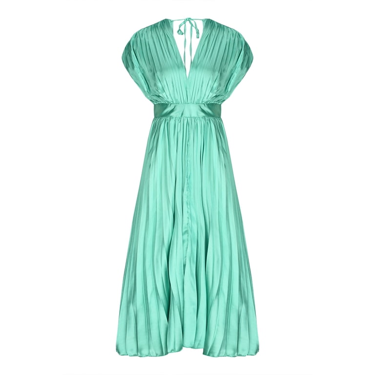 silk dress wide green Minimal Silk Dress