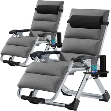 Tangkula 3 Pieces Outdoor Zero Gravity Chair Set, Folding Reclining Lounge Chair With Adjustable Backrest Head Pillow Matching Table With Cup Holder Camping Recliner For Poolside Yard Grey
