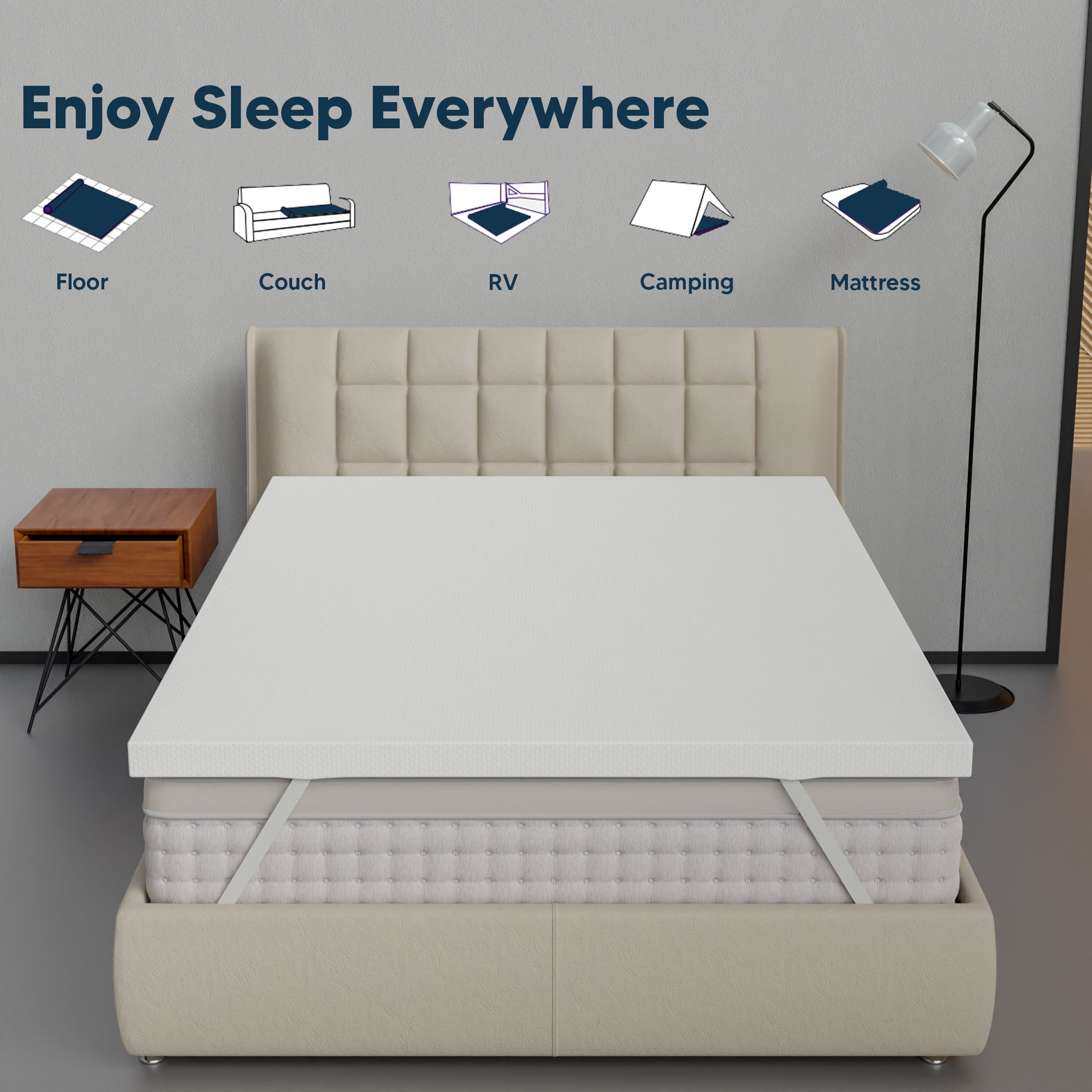 Continental Sleep, 2" Medium Firm Mattress Toppers with Breathable Cover CertiPUR-US, Full, White