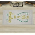 thumbnail image 1 of Adventure Decorative Rug, Calligraphic Words Antlers and Arrow on Grunge Dotted Backdrop, Quality Carpet for Bedroom Dorm and Living Room, 6 Sizes, Jade Green, by Ambesonne, 1 of 1
