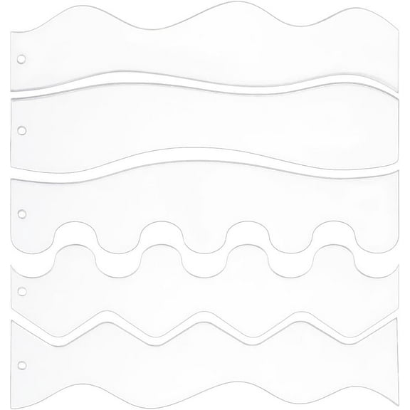 5Styles Acrylic Quilting Templates 5pcs Clear DIY Patchwork Sewing Crafts Waves Ruler Quilting Templates for Machine No Slip Quilting Ruler Templates for Sewing Craft Patchwork Splicing
