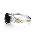 thumbnail image 3 of Gem Stone King 925 Silver and 10K Yellow Gold 3-Stone Ring Sapphire Moissanite (3.00 Cttw), 3 of 3