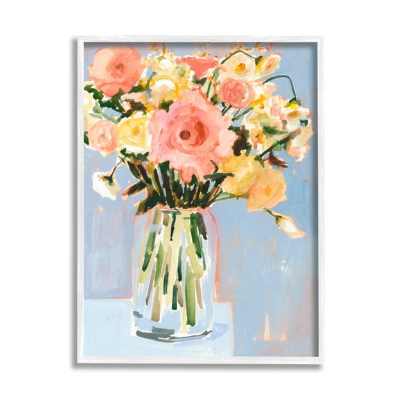 Stupell Industries Chic Floral Bouquet Pastel Spring Flowers Paintings White Framed Art Print Wall Art, 11x14, by Victoria Borges