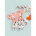 thumbnail image 3 of Qmyliery Baby Girl Romper, Short Sleeve Round Neck Toddlers Loose Summer Casual Ruffle Dress+Headband, 3 of 9