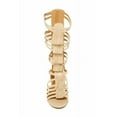 thumbnail image 3 of West Blvd Nairobi Nude Leather Flat Open Toe Knee High Gladiator Fringe Sandals (Beige, 6.5), 3 of 5