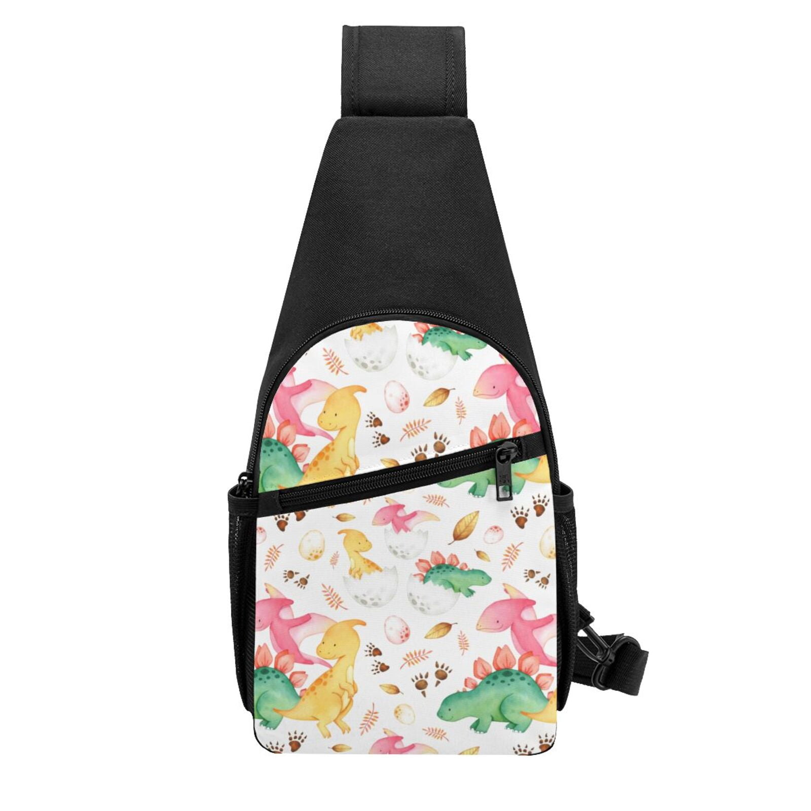 Xecao's Cute Baby Dinosaurs Print Sling Bag: A Versatile Chest, Shoulder, and Crossbody Backpack for Casual Days Out, Perfect for Both Men and Women