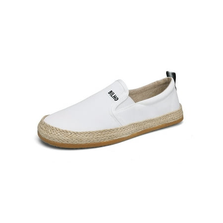 

Gomelly Men Flats Slip-On Canvas Shoe Round Toe Espadrille Loafers Comfortable Casual Shoes Outdoor Driving Espadrilles White 2# 6