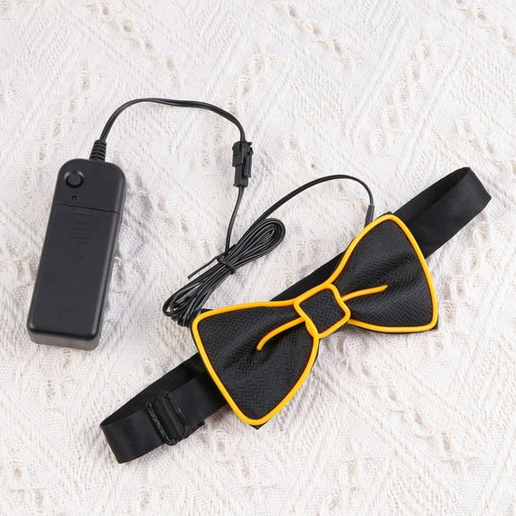 GOOHOCHY LED Glowing Yellow Party Bow Tie Perfect for Halloween Decoration and Festive Outfits