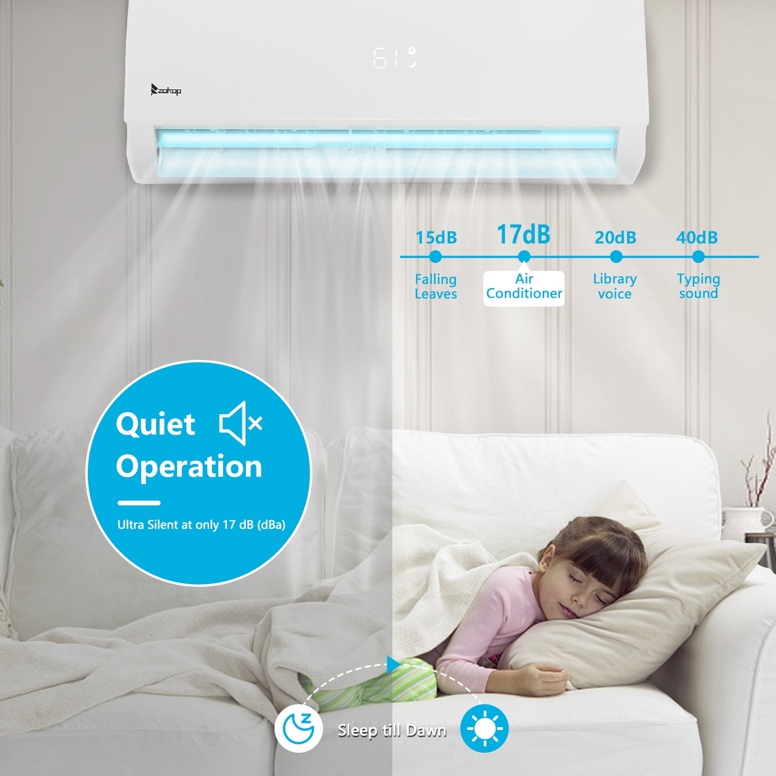 UBesGoo 9000 BTU 19 Seer Split Air Conditioner With Heat, White