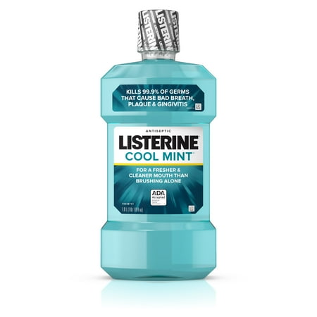 Listerine Cool Mint Antiseptic Mouthwash for Bad Breath, 1L