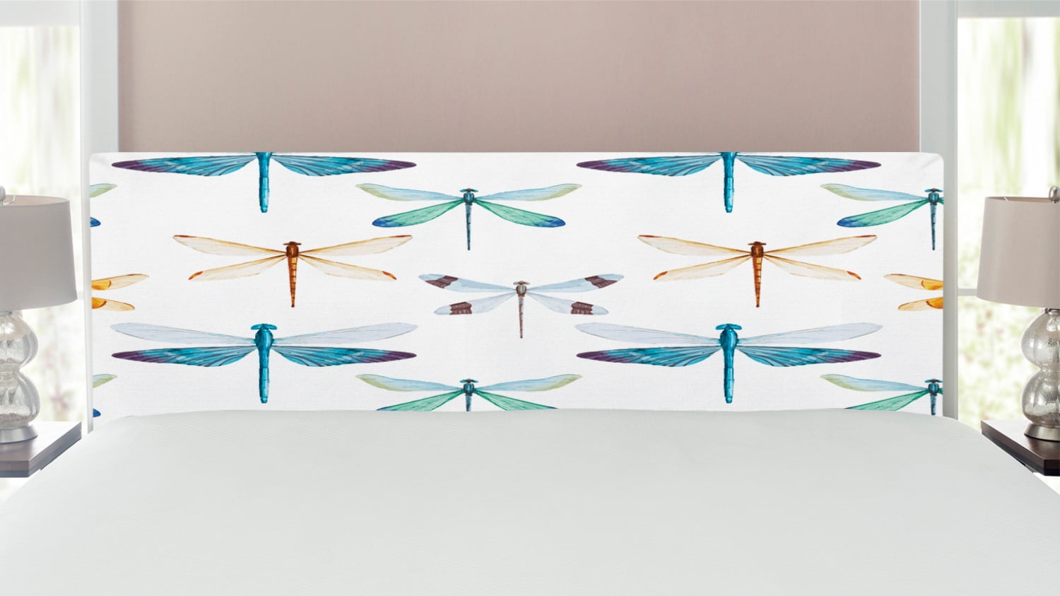 Dragonfly Headboard, Group of Regularly Dragonfly Pattern Short Lives