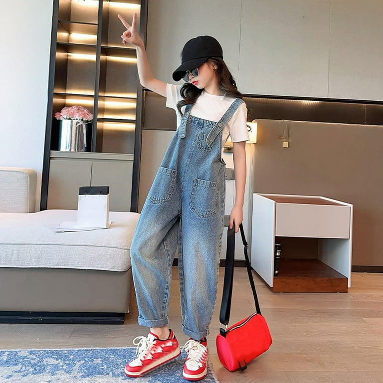 Teen Girls' Denim Overall Jumpsuits Girls Overalls Kids Casual