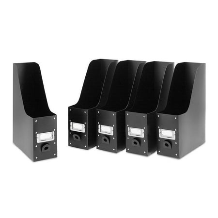 - Whitmor Plastic Magazine Organizer Black Set of 5