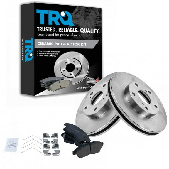 TRQ Front Brake Pad & Rotor Kit Brake Pads Brake Rotor Ceramic Fits Select 1992-2001 Toyota Camry