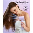 thumbnail image 3 of Negative Ionic Hair Dryer with 110,000 RPM Motor - High-Speed Lightweight Blow Dryer for Travel & Home Use, Fast Drying Low Noise Hair Drier with Nozzle & Diffuser, Purple, 3 of 8