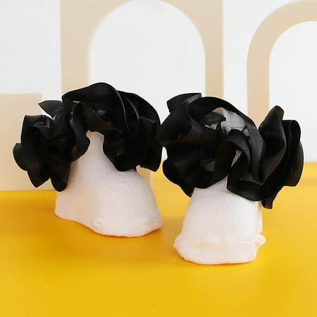 

STEADY Ruffle Socks Lace Frilly Princess Dress Socks Little Girl Big Ruffle Socks For Newborn/Infant/Toddler/Little Girls XXS / Black