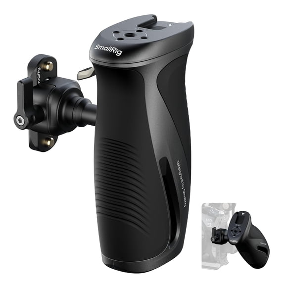 SMALLRIG Poignée Latérale Rotative à Bouton-Poussoir avec Pince NATO, pour Main Gauche et Droite, Poignée Latérale Rotative à 360° avec Silicone Antidérapant, Charge Maximale 15Kg