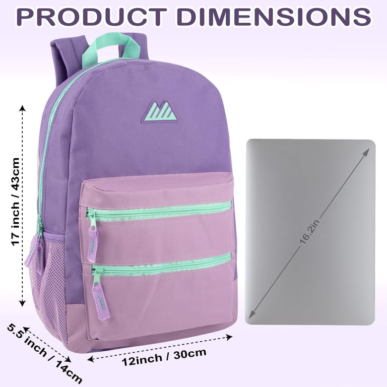 17 Inch Two Tone Color Multipocket Backpack with Pop Color  display picture 2