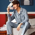 thumbnail image 2 of Pijamas de hombre de primavera y otoño de algodón de manga larga de algodón fino de gran tamaño de otoño e invierno traje de casa de hombre de invierno, 2 of 6